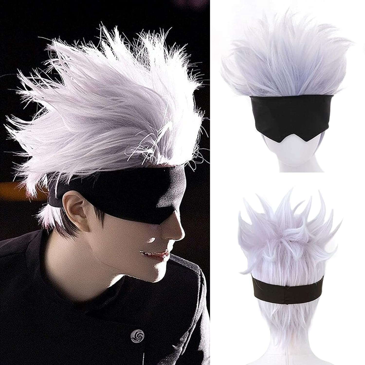 Tech Accessories For Men - Peruca Cosplay Curta Ondulada, Venda Preta,