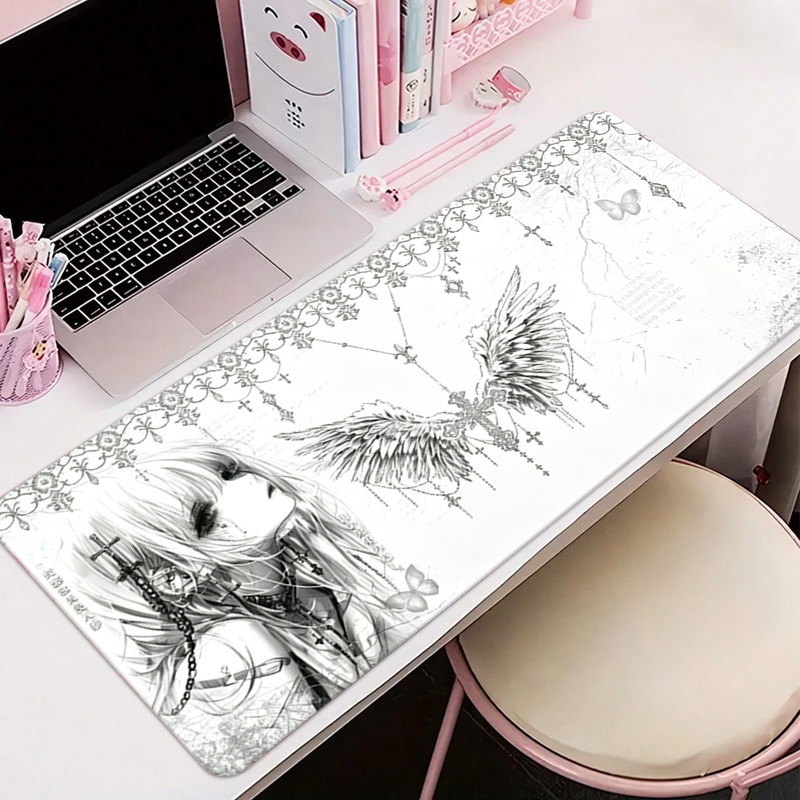 Tech Accessories For Desk - Mousepad de Couro Preto e Branco