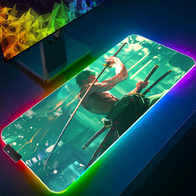 Uma peça zoro mouse pad rgb ac - Tech Accessories For Desk avaliação e preço