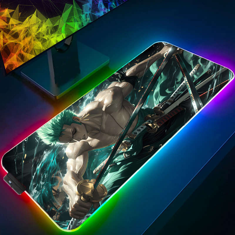 Uma peça zoro mouse pad rgb ac - Tech Accessories For Desk avaliação e preço